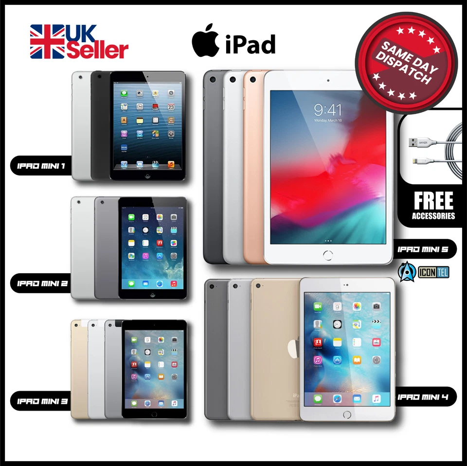 Apple iPad mini 1st,2nd,3rd Generation WIFI & Cellular 16GB 32GB Grey Grade "A" - Image 2 of 2