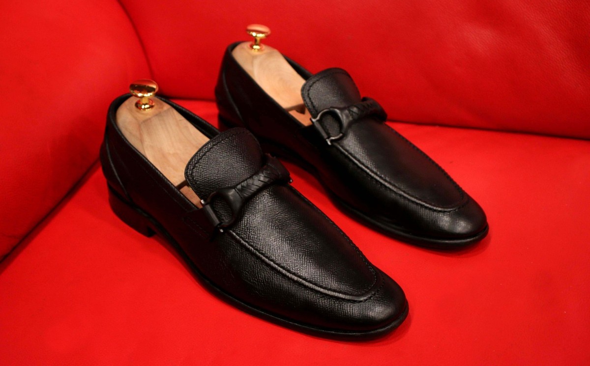 Men\'s Ferragamo Black Leather Bit Loafers Lug Sole 7.5 Ferragamo Men main image 2