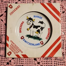 Vintage Switzerland Collector Plate - Creation Melpa Bulle Cow  SOUVENIR IN BOX