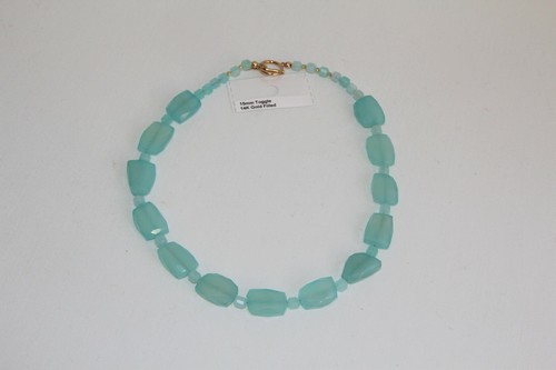 New Faceted Aqua Chalcedony, Amazonite 14k GF Necklace. Rare Stunning Vibrant - Picture 2 of 12