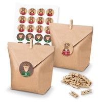 Itenga Adventskalender 24X TüTen Sticker Zahlen Rentierbande 1 Bis 24 GrüN Rot