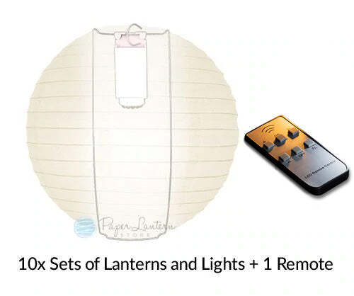MoonBright 12" weiße Papierlaterne ferngesteuerte LED-Leuchten (10er-Pack Kamm... - Bild 5 von 6
