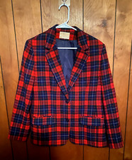 Vintage PENDLETON women Sz 14 Plaid Blazer Jacket Coat Wool