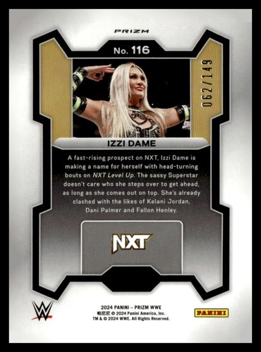 Izzi Dame 2024 WWE Prizm Purple Prizm Rookie Card /149 Izzi Dame Prizm RC - Picture 2 of 2