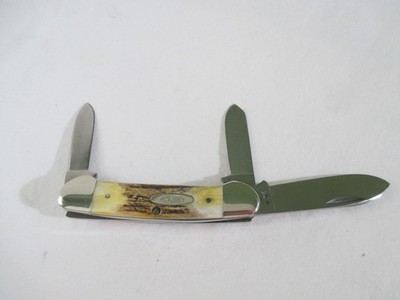 Case XX Vintage 1981 Three Blade Gunboat Stag Canoe 53131 SSP