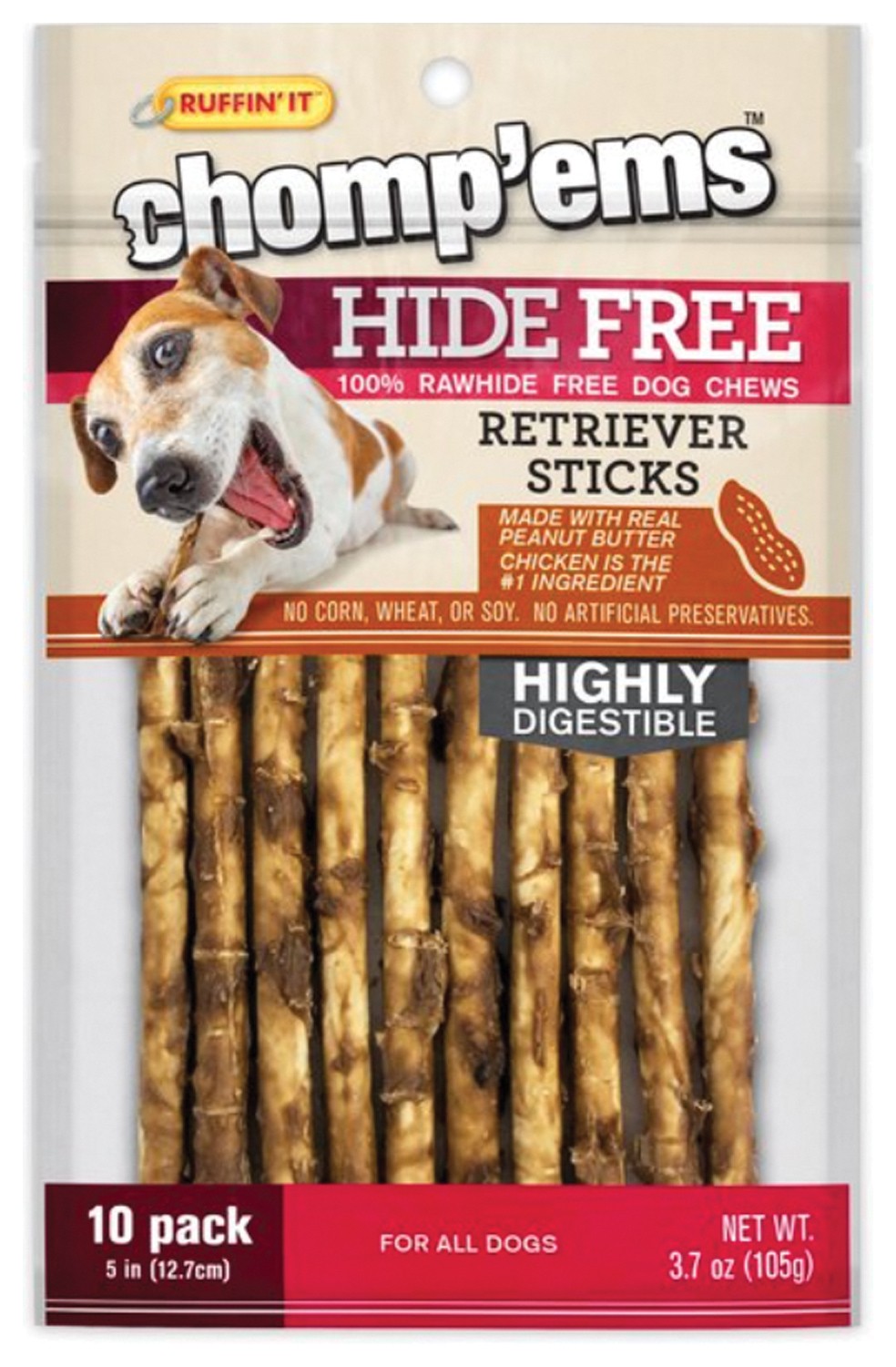 Лакомство для собак с арахисовым маслом Ruffin It Chompems - натуральное хрустящее сделано в США 2690₽