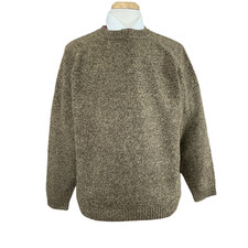 Vintage LL Bean Shetland Wool Sweater Men's L Speckled Beige Crew Neck Pullover