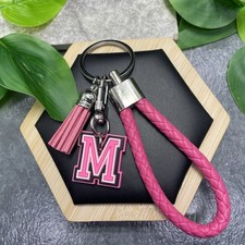 5  Stainless Steel Tassel Initial M Charm Wristlet Keychain New Free Ship C556