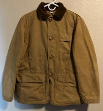 Vintage Duck Canvas Coat J.C. Higgins Sears Hunting Jacket Corduroy Collar J2318