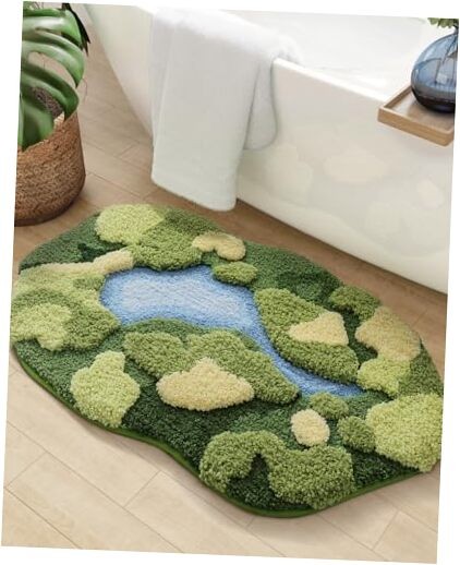 Moss Bath Mat Ultra Thick Soft Water Absorbent Non Slip Bathroom Rug  