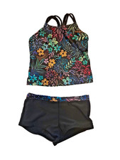 Wonder Nation Girls floral printed tankini boyshorts swimsuit size toddler 4/5