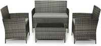 4 Seater Rattan Garden Furniture Set & Glass Table Chairs Loveseat COLLECT NN5
