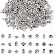 300Pcs Silver Spacer Beads for Jewelry Making Metal Tibetan Antique