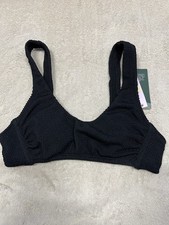 Wild Fable Women  s Black Pucker Textured Scoop Front Bralette Bikini Top Small
