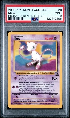 2000 POKEMON PROMO BLACK STAR POKEMON LEAGUE #8 MEW PSA 9