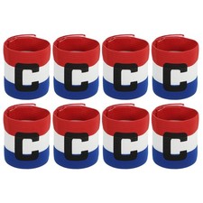 Pack of 8 Soccer Captain Armband Captain Arm Bands for Soccer Blue/White/Red