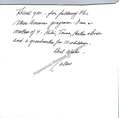 Original Autogramm Colleen Kay Hutchins (1926-2010) Miss America 1952 /// Autogr
