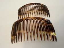 2 Vtg Goody Hair Side Combs Tortoise Shell Brown Plastic 3 1/4   70s 80s