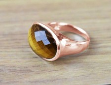 Authentic 18k Gold Filled Tiger Eye Ring Face...