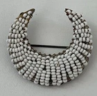 Signed Miriam Haskell Faux Seed Pearl Silver Tone Crescent Moon Brooch