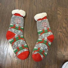 For Bare Feet fluffy soft Texas A&M Aggies slipper Socks Size women M-L (8-11)