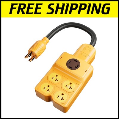 ETL Certified NEMA L14-30P to 4 Outlets Generator Adapter - Secure Power Access