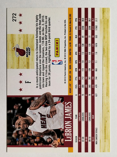 2011-12 Hoops #272 LeBron James - Picture 2 of 2