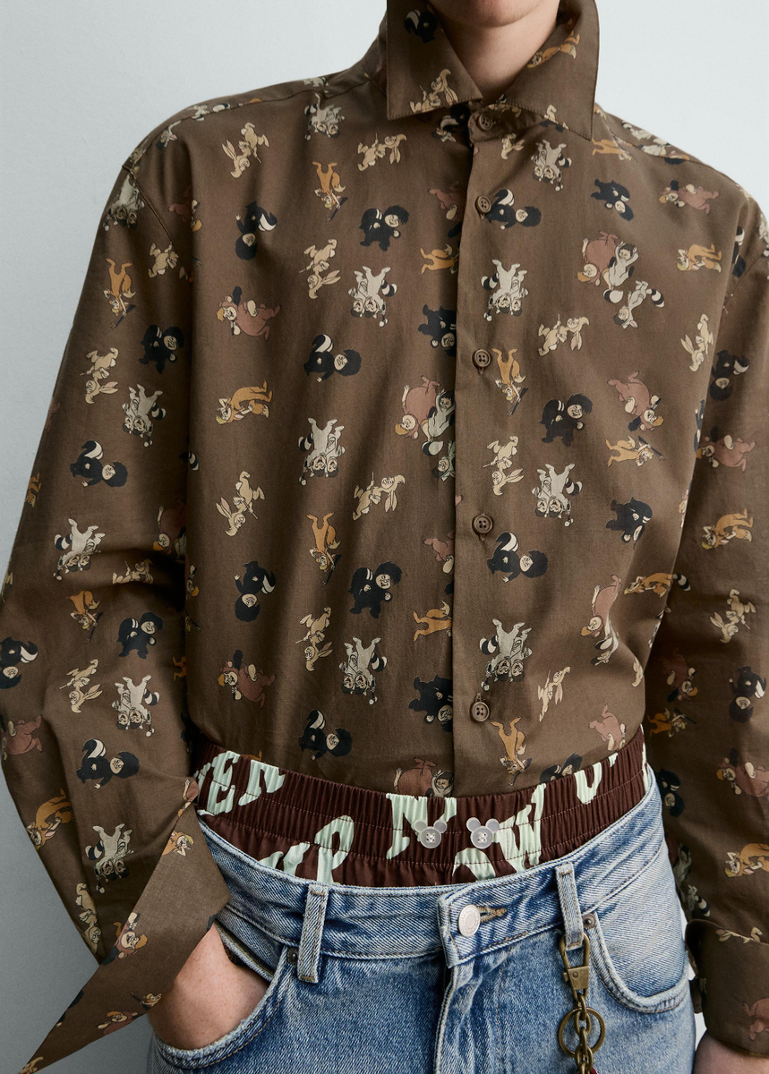 user_8c3f217e　ヤシの木ペンライト、ベースボールシャツ　L Zara x Harry Lambert x Disney Peter Pan The Lost Boys Shirt Brown