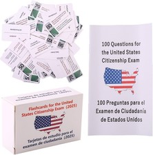 US Citizenship Flash Cards 2025, Naturalization Study Guide English Spanish...