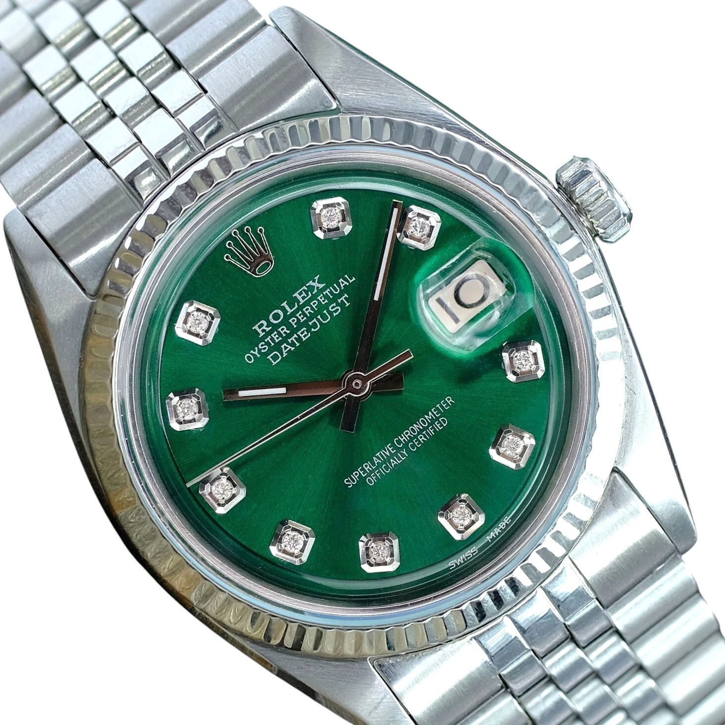 Rolex Datejust Gold Steel Green Fluted