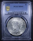 1935 Peace Dollar - $1 PCGS MS64 - PCGS Gold Shield - Bright Coin!