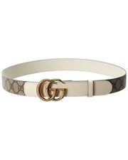 Gucci Gg Marmont Thin Gg Supreme Canvas  Leather Belt Women's White 65