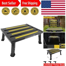 Adjustable Height Aluminum RV Step Stool - Portable, Foldable & Heavy-Duty