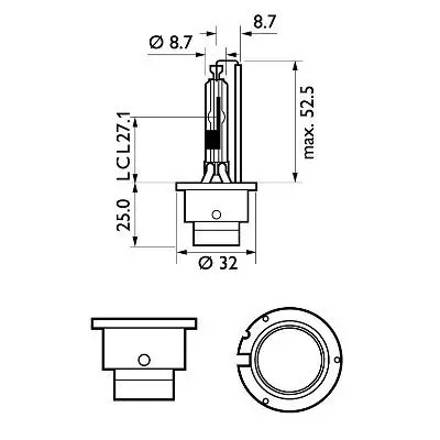 Bulb P32d-3 D2R (gas discharge tube) 85126WHV2S1 PHILIPS for NISSAN X-TRAIL I - Image 2