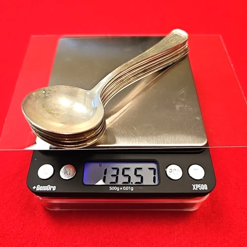 👉135g (6) Gorham 5" Old French Sterling Silver Small Soup Spoons w/ Mono 💰