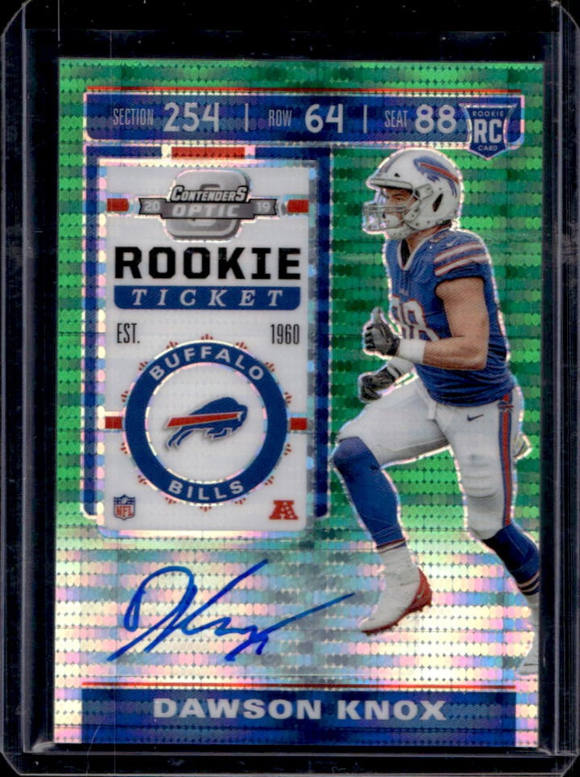Dawson Knox Panini Contenders Optic #157 Autograph-Green Pulsar