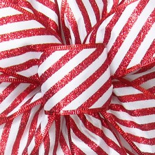 Wired Candy Cane Glitter Stripes Christmas Ribbon - 2.5in x 10Yards