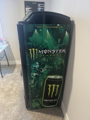 Monster Energy Mini Fridge Black Glass Door LED Lighting Tabletop
