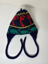 VTG Turtle Fur Kids Dinosaurs Poppy Gall Beanie Ski Hat Wool Knit Fleece Lining