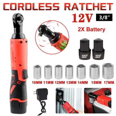 #ad 3 8#x27;#x27; Electric Cordless Ratchet Right Angle Wrench Impact Power Tool 2 Battery $35.98