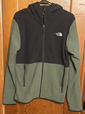 The North Face Men's TKA Glacier Full Zip Hoodie in a green and black colorblock