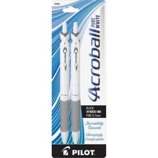 Pilot Acroball Purewhite 0.7Mm Retractable Pens Pack Of 2 Smooth Writing