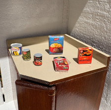 Vtg Dollhouse Miniature Kitchen Groceries Food Lot Boxes Cans Tide Cheer 1:12