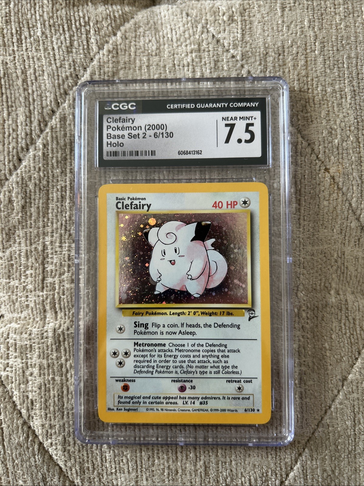 2000 Pokemon Clefairy Base Set 2 Holo 6/130 CGC 7.5