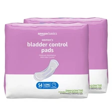 108 Count Amazon Basics Incontinence Pads for Women Long, Bladder Control,