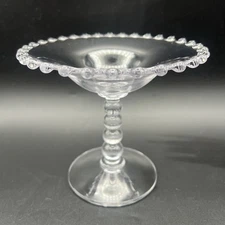 Vintage Imperial Glass Candlewick Clear Compote Pedestal Bowl Beaded Edge 5"