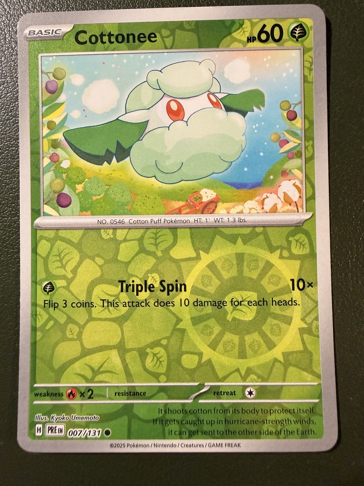 Pokemon TCG Cottonee 7/131 Prismatic Evolutions SV8.5 Reverse Holo NM