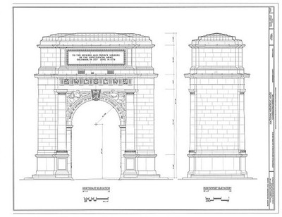 Photo:King of Prussia PA National Memorial Arch Elevation Drawing 1900s