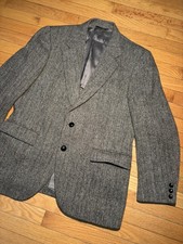 Harris Tweed Handwoven Vintage 46R Blazer Herringbone Scottish Wool Sport Jacket