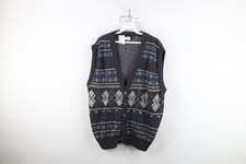 Deadstock Vtg 90s Streetwear Mens XL Knit Argyle Fair Isle Cardigan Sweater Vest